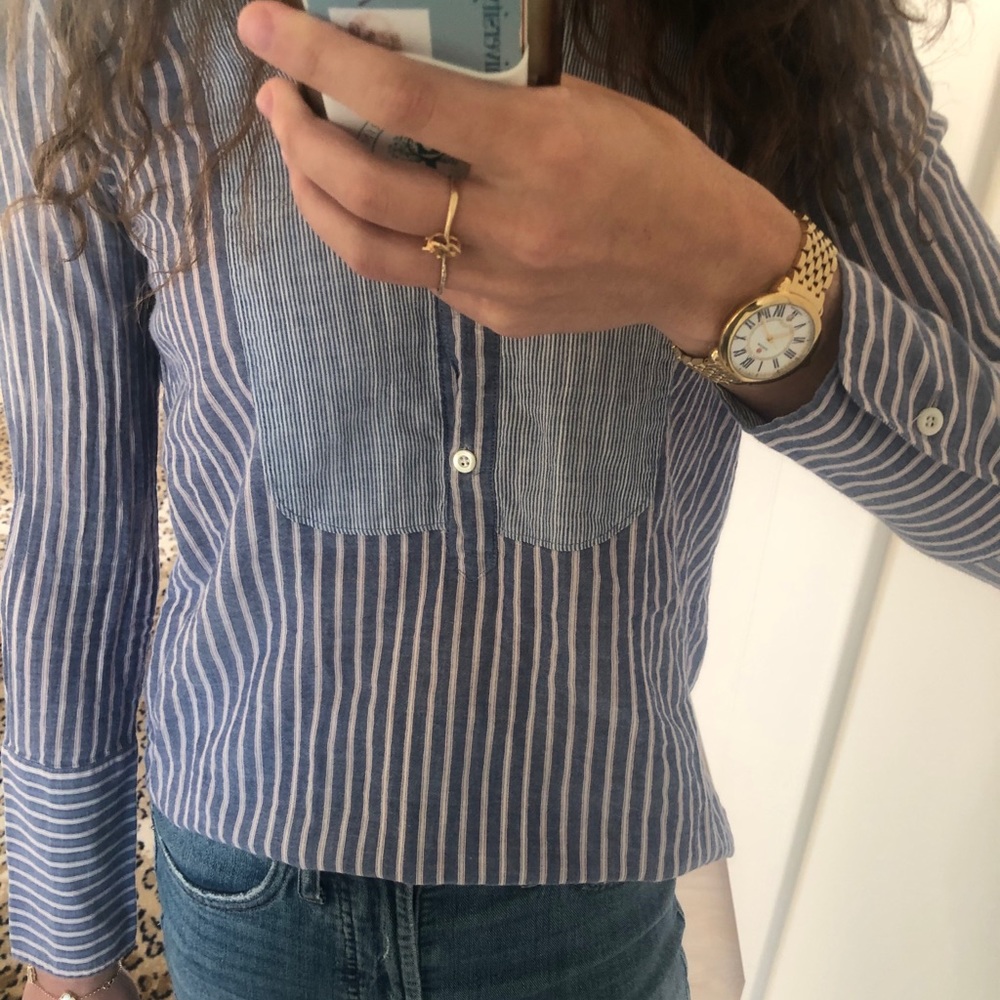 Jcrew Pin stripped cotton bouse size 0